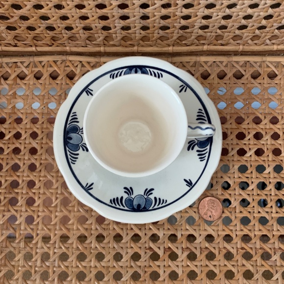 Vintage Delft Royal Goedewaagen Hand Painted Blue Demitasse Cup & Saucer Holland - Picture 2 of 4